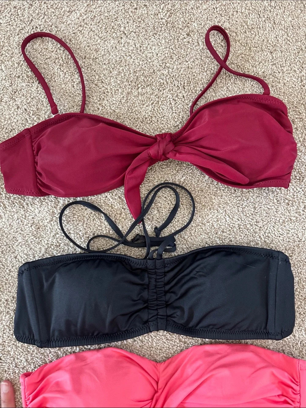 Lot of 10 Women’s Bandeau Bikini Tops, Multiple Colors, Size Small
